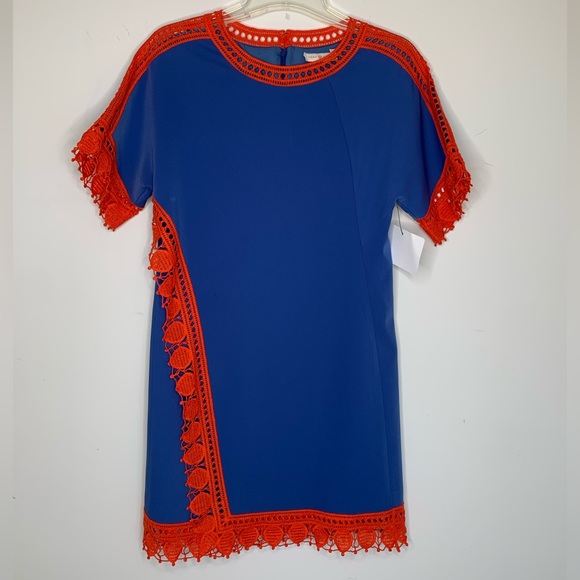 Tory Burch Dress Marissa Crochet Trim Runway Blue tunic dress Size 2 595$ RETAIL - Picture 5 of 11